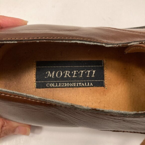 Moretti Collezione Italia Men's Leather Lace-up Dress Shoes, Size 10, Brown Croc - Picture 2 of 16